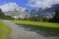 Paths and mountain trails from beautiful Oeschinensee, Kandersteg. Berner Oberland. Switzerland