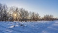 The paths are trampled in the snow. Footprints are visible in the snowdrifts. Royalty Free Stock Photo