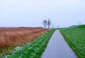 A pathway along the bank of North See on a winter day. Husum, Germany