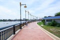 Pathway along the Chao Phraya River The main river of Thailand Royalty Free Stock Photo