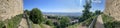 Pathway along the city walls panorama, Volterra, Italy