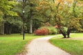 Pathway in beautiful public city park on autumn day Royalty Free Stock Photo