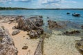 Pathway on the beautiful rocky beach in Istria Royalty Free Stock Photo