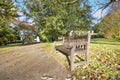 Pathway bench in a public park