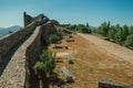 Pathway in the central courtyard encircled by wall at the Marvao Castle Royalty Free Stock Photo