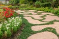 Pathway design and flowers in the garden