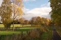 Pathway and fields near Melrose in Scottish Borders