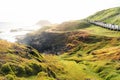 Pathway in the green landscape hills at the Nobbies at Phillip Island, Victoria, Australia Royalty Free Stock Photo