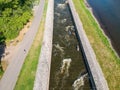 Pathway For Kayakers Training In River Vltava Moldau In Prague - Troja.