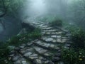 A pathway through a mystical foggy forest Royalty Free Stock Photo