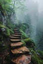 A pathway through a mystical foggy forest Royalty Free Stock Photo