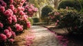 pathway nature pink lush meandering Royalty Free Stock Photo