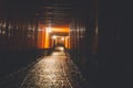 Pathway orii gates at Fushimi Inari Shrine at night and rain Kyoto, Japan Royalty Free Stock Photo