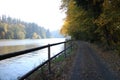 Pathway on shore of Vltava river between HlubokÃÂ¡ nad Vltavou and Purkarec