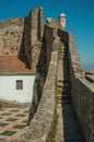 Pathway and stairs on wall with watchtowers at the Marvao Castle Royalty Free Stock Photo