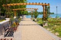 Pathway to lake Balaton in Balatonfured, Hungary Royalty Free Stock Photo