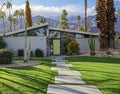 Pathway to Modern Home with Sloped Roofline in Palm Springs Royalty Free Stock Photo