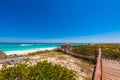 Pathway to the sandy beach Playa Paradise of the island of Cayo Largo, Cuba. Copy space for text. Royalty Free Stock Photo