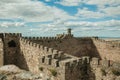 Pathway on top of stone wall at the Castle of Trujillo Royalty Free Stock Photo