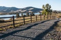 Pathway, Trees, Lake and Mountain in Chula Vista Royalty Free Stock Photo