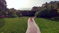 Pathway in the tropical garden, morning view of the Atlantic Ocean in the background Royalty Free Stock Photo