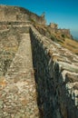 Pathway on wall and tower over rocky hill at the Marvao Castle Royalty Free Stock Photo