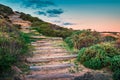 Pathway with wooden stairs at Hallett Cove