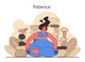 Patience. Calm person meditating and finding balance. Mental or emotional