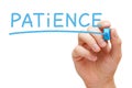 Patience Handwritten With Blue Marker Royalty Free Stock Photo