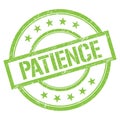 PATIENCE text written on green vintage stamp Royalty Free Stock Photo