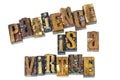 Message patience is virtue letterpress