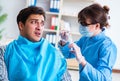 Patient afraid of dentist during doctor visit