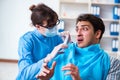 The patient afraid of dentist during doctor visit