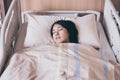 Patient Asian woman sleeping under blanket on sick bed at the hospital Royalty Free Stock Photo