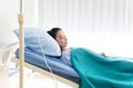 Patient asian woman sleeping under blanket on sickbed at the hospital