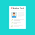 Patient card. Healthy diagnosis. Medical record paper document with patient health information. Concept of good results