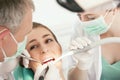 Patient with Dentist - dental treatment Royalty Free Stock Photo