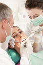 Patient with Dentist - dental treatment Royalty Free Stock Photo