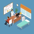 Patient and Doctor Appointment Isometric View. Vector