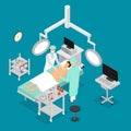 Patient and Doctor Surgery Operating Isometric View. Vector Royalty Free Stock Photo