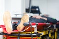 Patient in emergency car ambulance Royalty Free Stock Photo