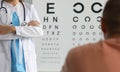 Patient at eyesight check Royalty Free Stock Photo