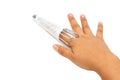 Patient finger with Tubular Bandage Applicator Royalty Free Stock Photo