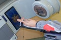 Patient having chest scan