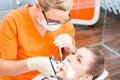 Patient having dental tooth cleaning