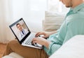 Patient having video call with doctor on laptop Royalty Free Stock Photo