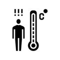 patient high temperature glyph icon vector illustration