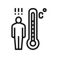 patient high temperature line icon vector illustration