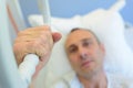 Patient holding hand on hospital bed to recover Royalty Free Stock Photo