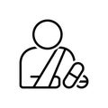 Black line icon for Patient, sick person and sufferer